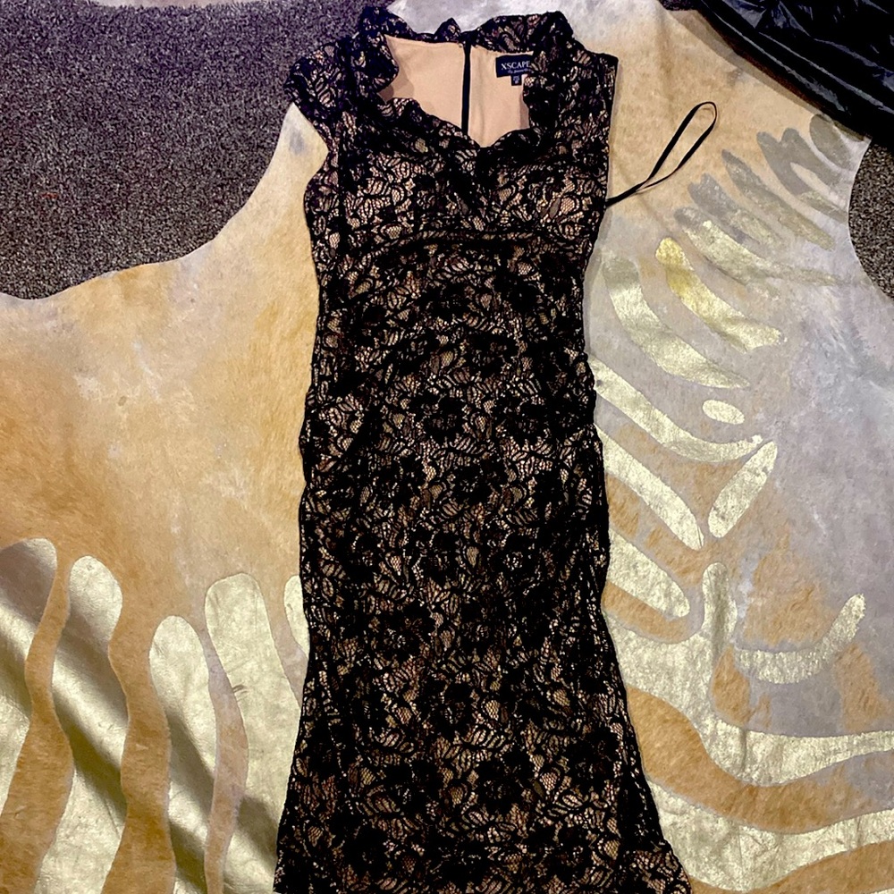 Black lace, knee length dress